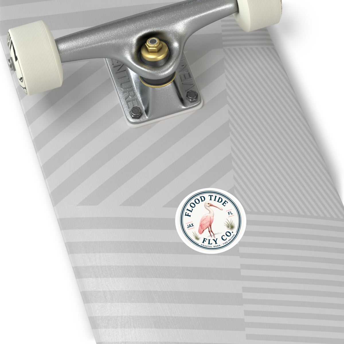 Flood Tide Fly Co. Round Sticker — Pink Spoonbill Coastal Sticker (JAX FL)