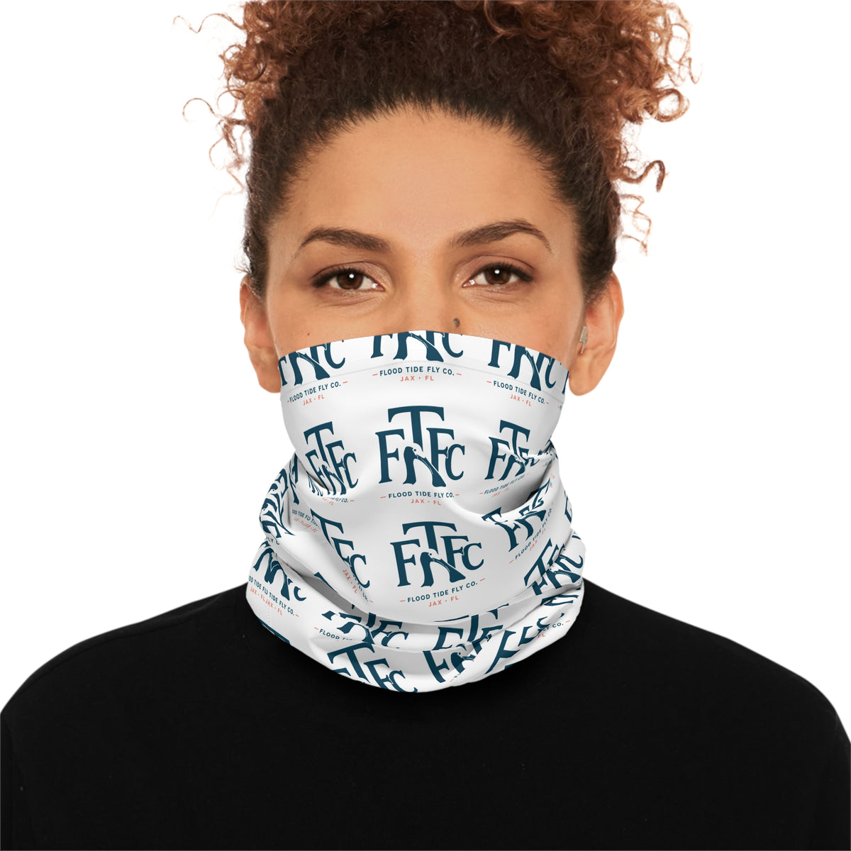 Monogram Pattern Neck Gaiter — Repeating 'FTC' Logo Lightweight Face Cover
